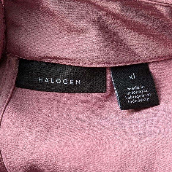 🆕 Halogen Pink Foxglove Long Sleeve Top Blouse Mock Neck Trumpet Sleeves XL - Picture 5 of 16